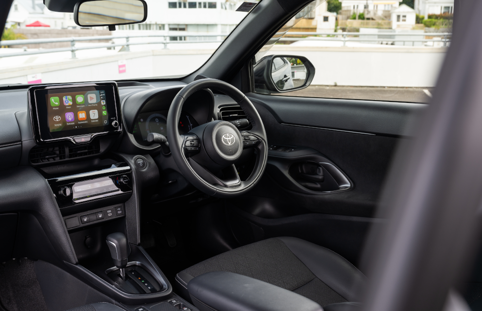 Front interior view of a Toyota Yaris Cross